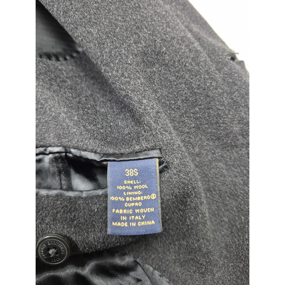 Brooks Brothers BrooksStorm Coat Mens 38S Gray Wool Loro Piana Storm System - Picture 6 of 11